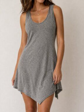 Long gray flowy tank with scoop neck size S